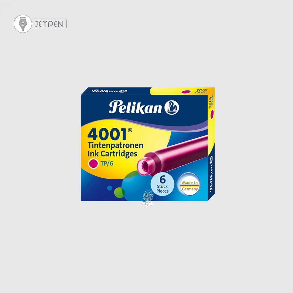 کارتریج جوهر خودنویس کوتاه پلیکان مدل 4001 بسته 6 عددی رنگ صوزتی