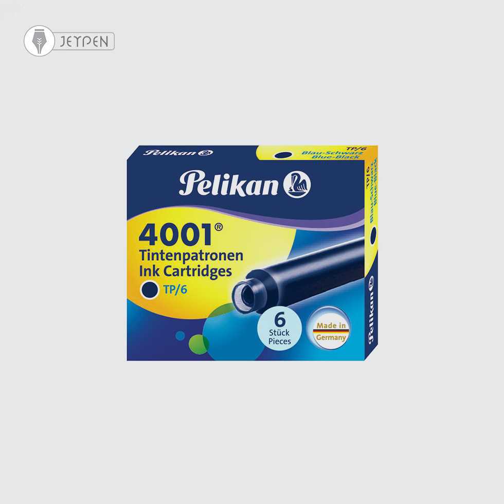 کارتریج جوهر خودنویس کوتاه پلیکان مدل 4001 بسته 6 عددی رنگ آبی