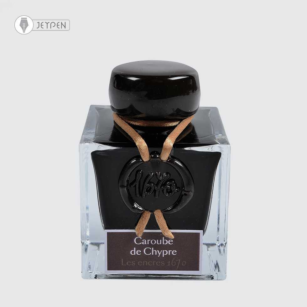 جوهر خودنویس ژاک هربین 50 میل قهوه ای 1670 همراه با دانه های براق (شیمری) طلایی