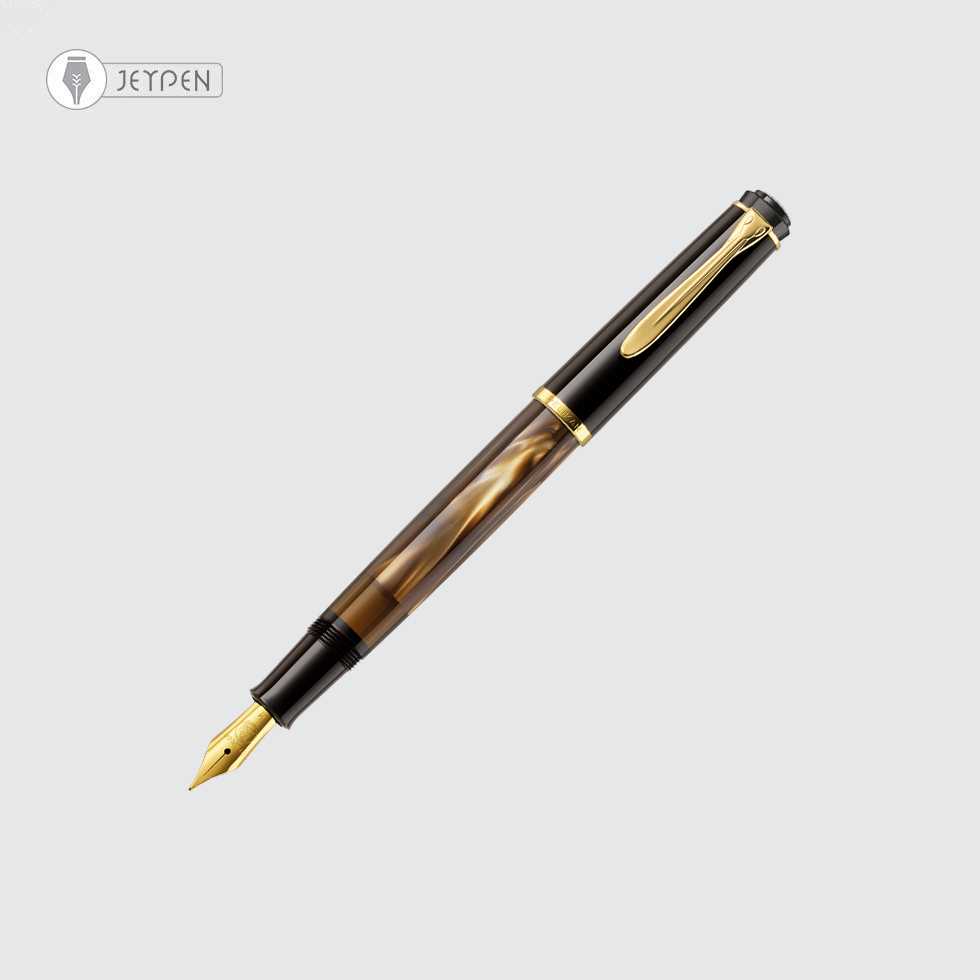 خودنویس پلیکان مدل Classic M200 رنگ قهوهای ماربلد نوک B