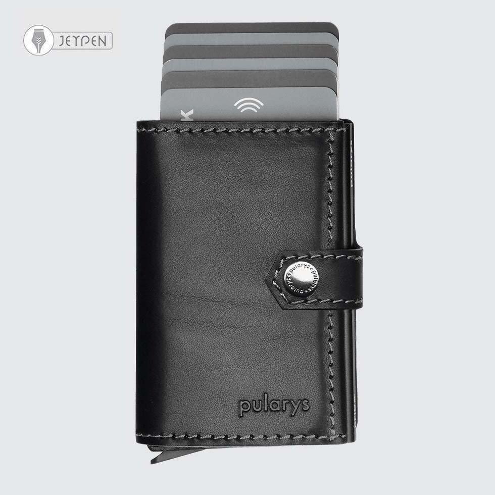 جاکارتی پولاریس مدل HIKER wallet رنگ مشکی چرم نومد