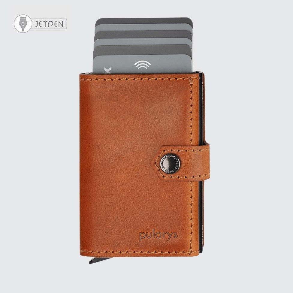 جاکارتی پولاریس مدل HIKER wallet رنگ شتری چرم نومد