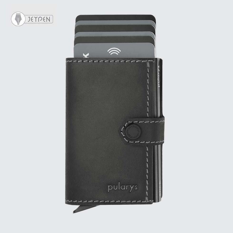 جاکارتی پولاریس مدل HIKER wallet رنگ مشکی چرم هانتر