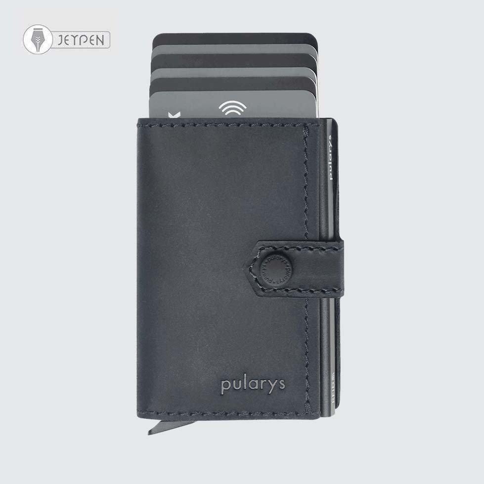 جاکارتی پولاریس مدل HIKER wallet رنگ سرمه‌ای چرم هانتر