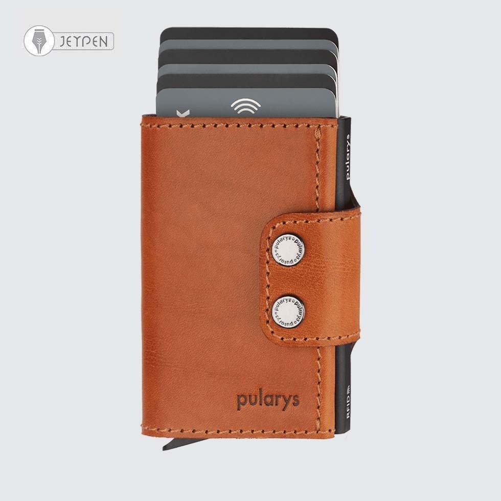 جاکارتی پولاریس مدل DOPPIO wallet رنگ شتری چرم نومد - 0