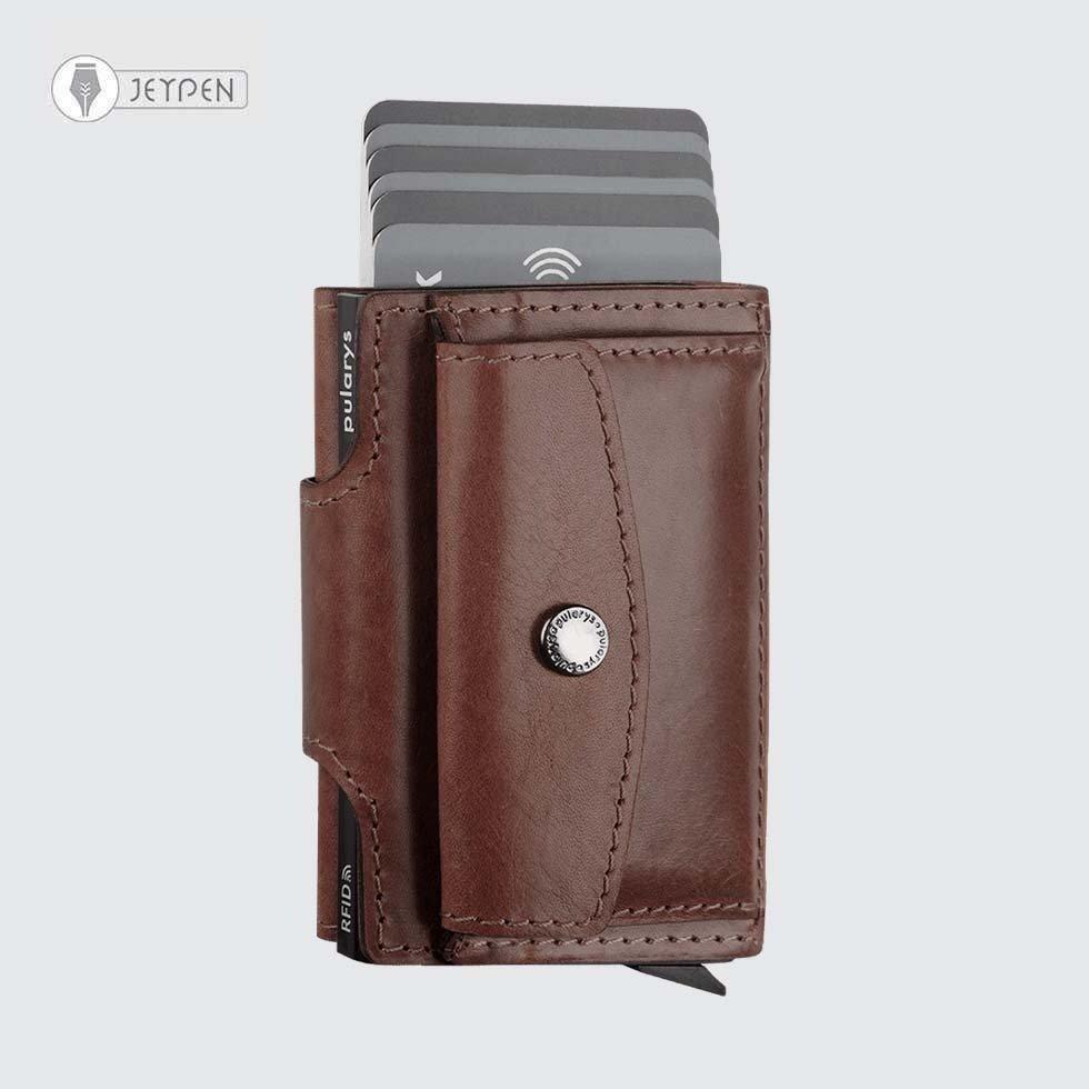 جاکارتی پولاریس مدل DOPPIO Max wallet رنگ قهوه‌ای چرم نومد - 0