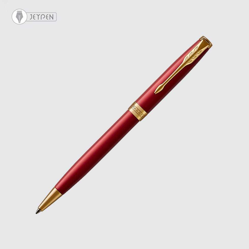 خودکار پارکر مدل سونت رنگ قرمز گیره طلا - 1
