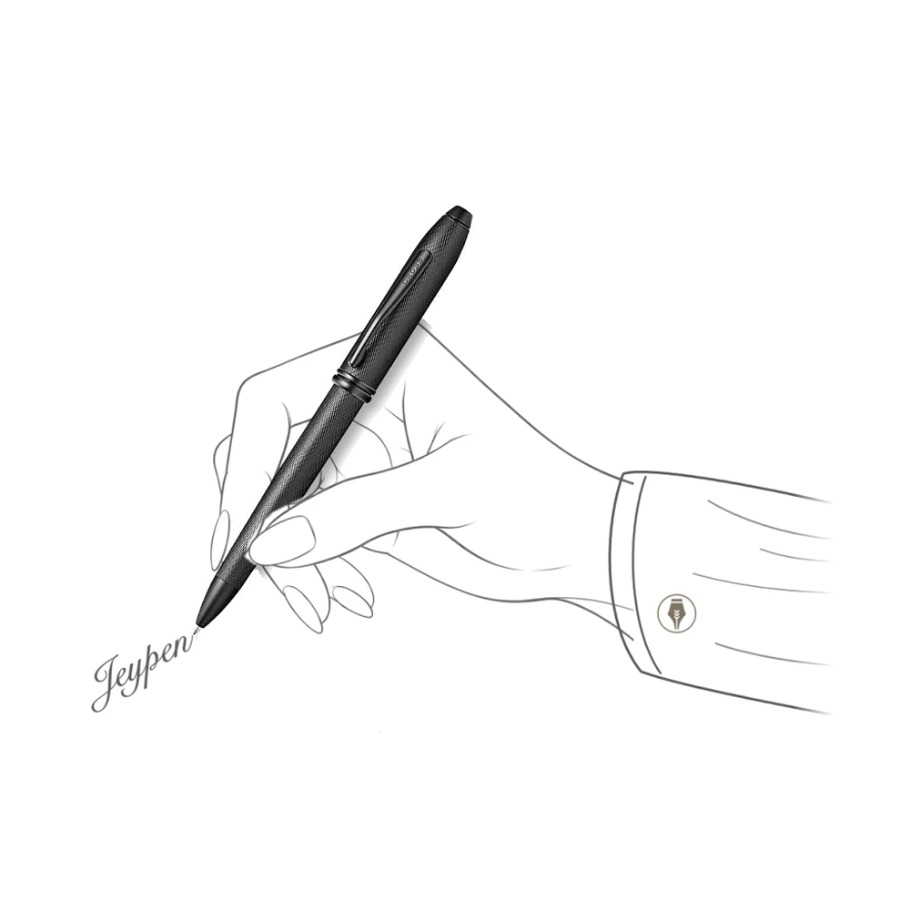 خودکار کراس مدل تاونزند رنگ تمام مشکی در دست خانم