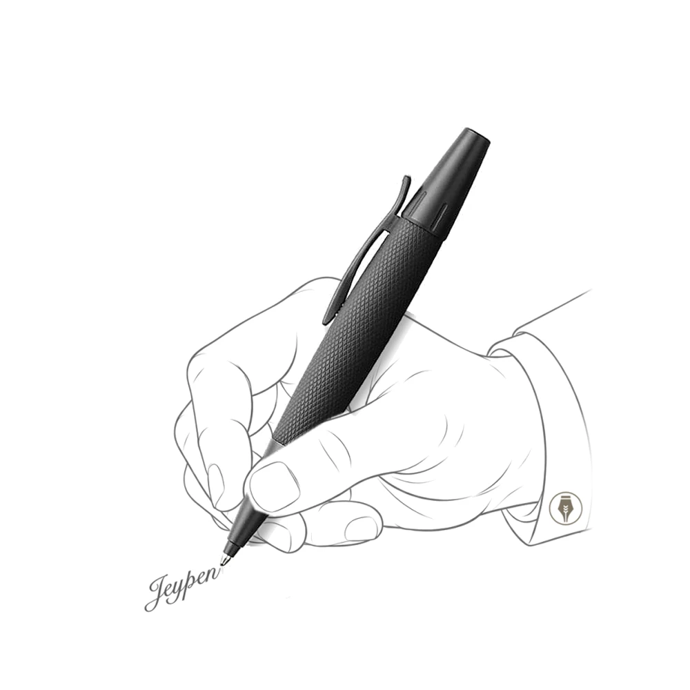 خودکار فابرکاستل مدل ایموشن رنگ پیور بلک (مشکی) در دست آقا