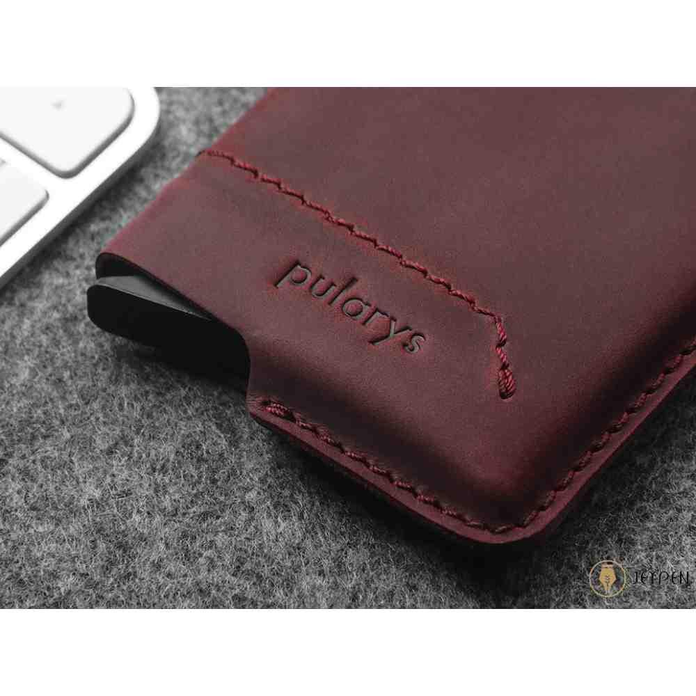 دکمه شاسی جاکارتی پولاریس مدل GOBI wallet رنگ آلبالویی چرم هانتر
