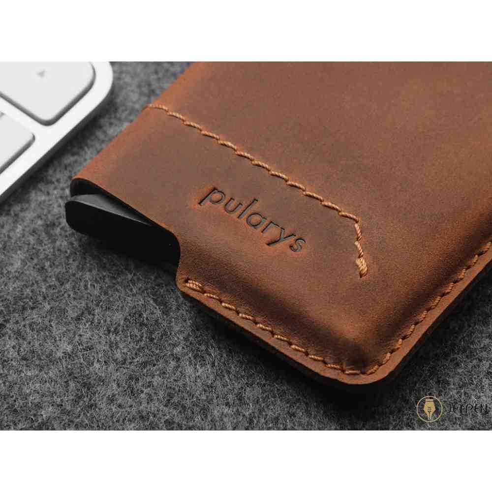 دکمه شاسی جاکارتی پولاریس مدل GOBI wallet رنگ شتری چرم هانتر