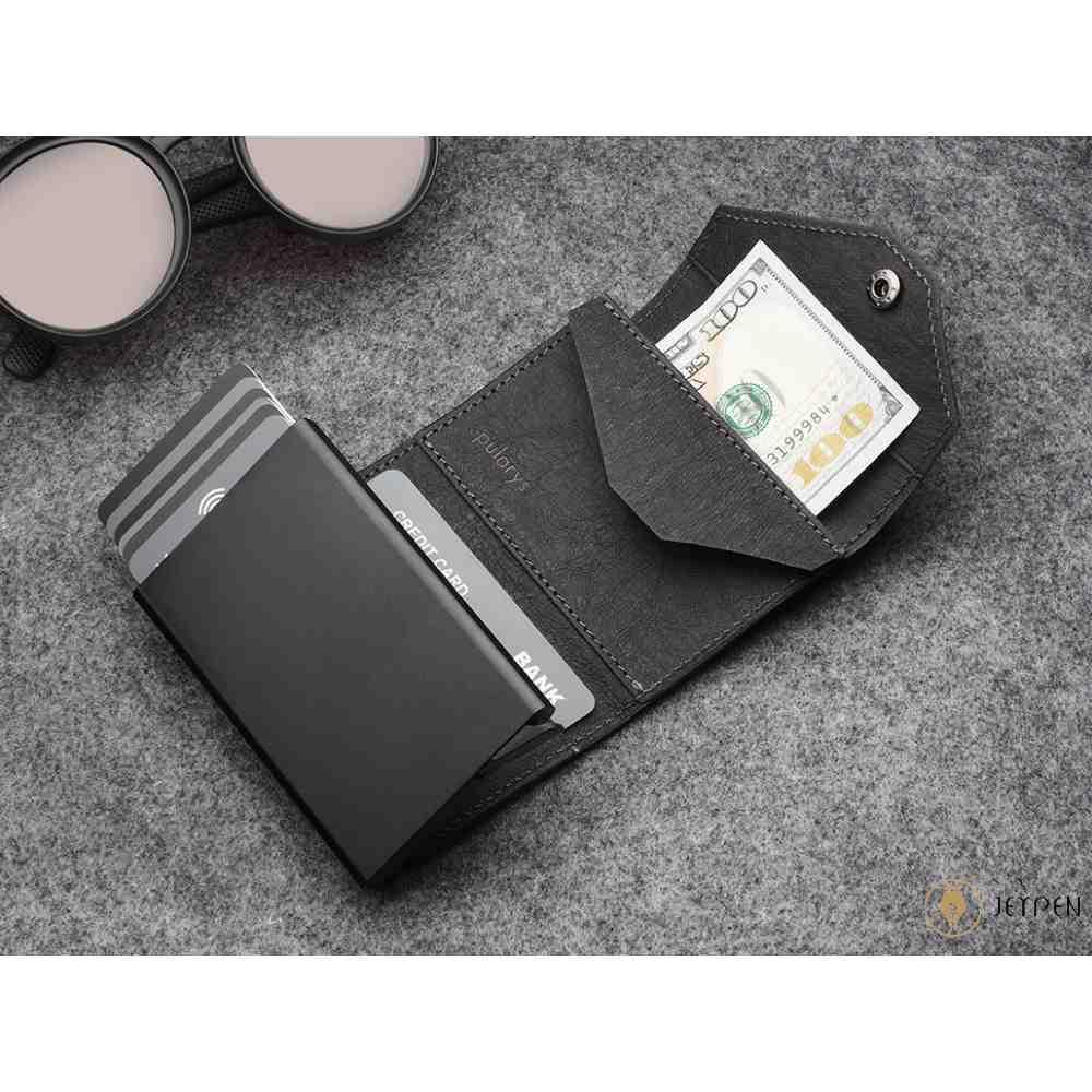کیف پول جاکارتی پولاریس مدل PORTER Go wallet رنگ مشکی چرم کاغذی