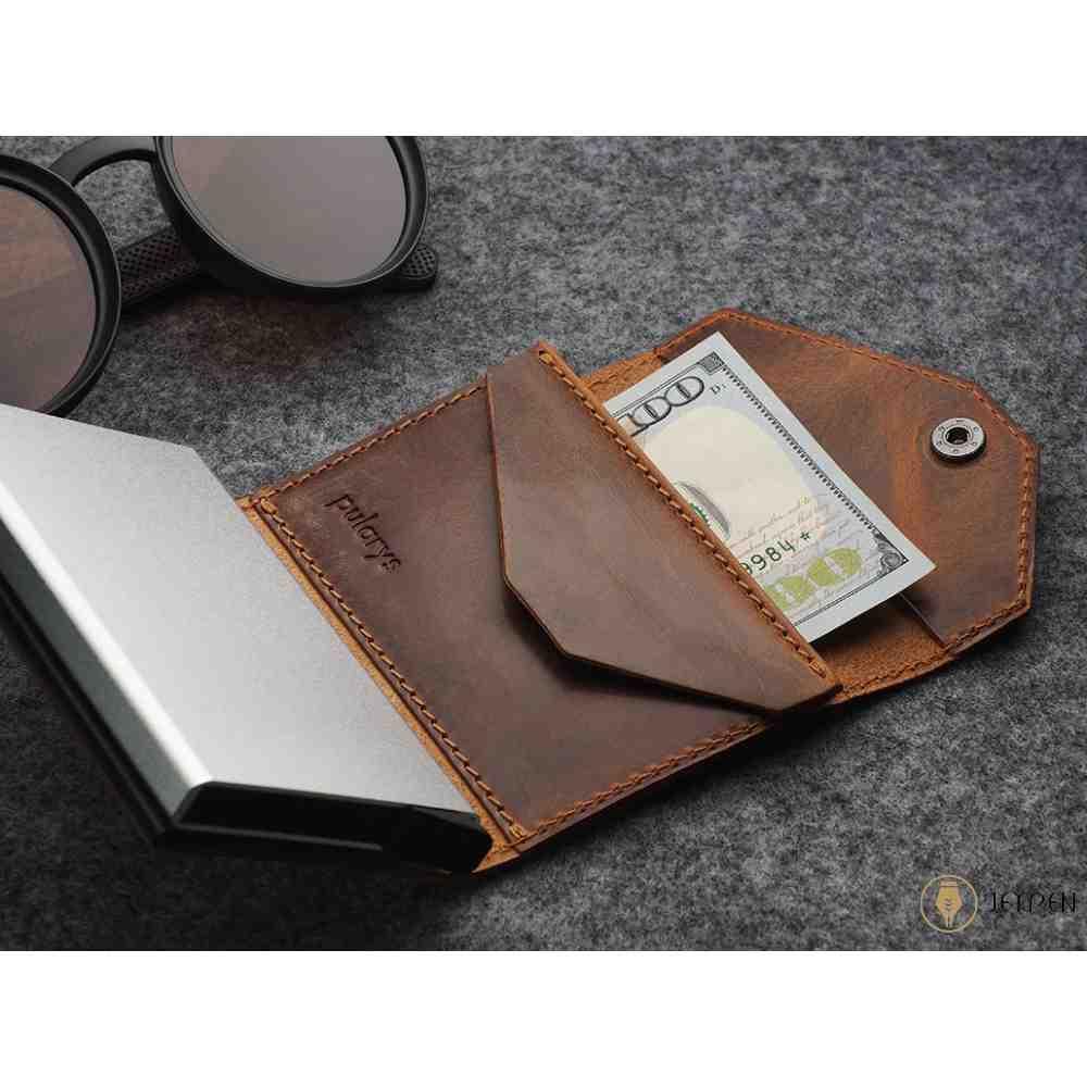 کیف پول جاکارتی پولاریس مدل PORTER Go wallet رنگ قهوه‌ای چرم وینتیج