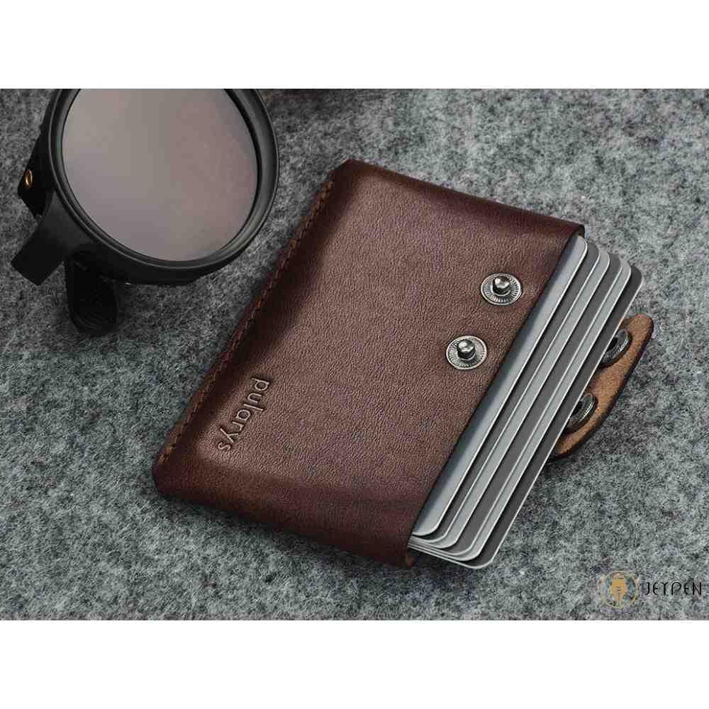 کیف پول ست هدیه جاکارتی و جاسوییچی پولاریس مدل HOBBY رنگ قهوه‌ای چرم نومد