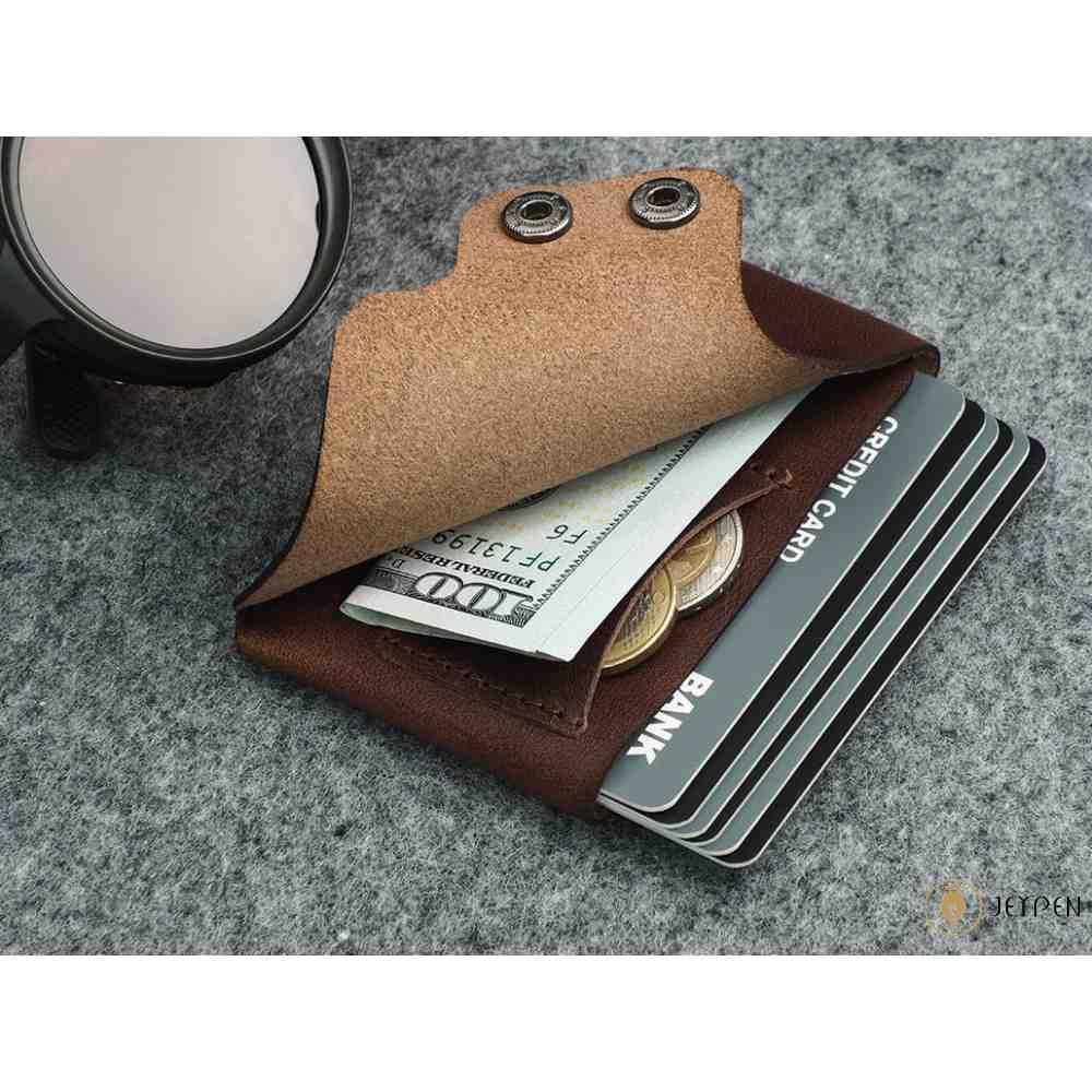 دکمه ست هدیه جاکارتی و جاسوییچی پولاریس مدل HOBBY رنگ قهوه‌ای چرم نومد
