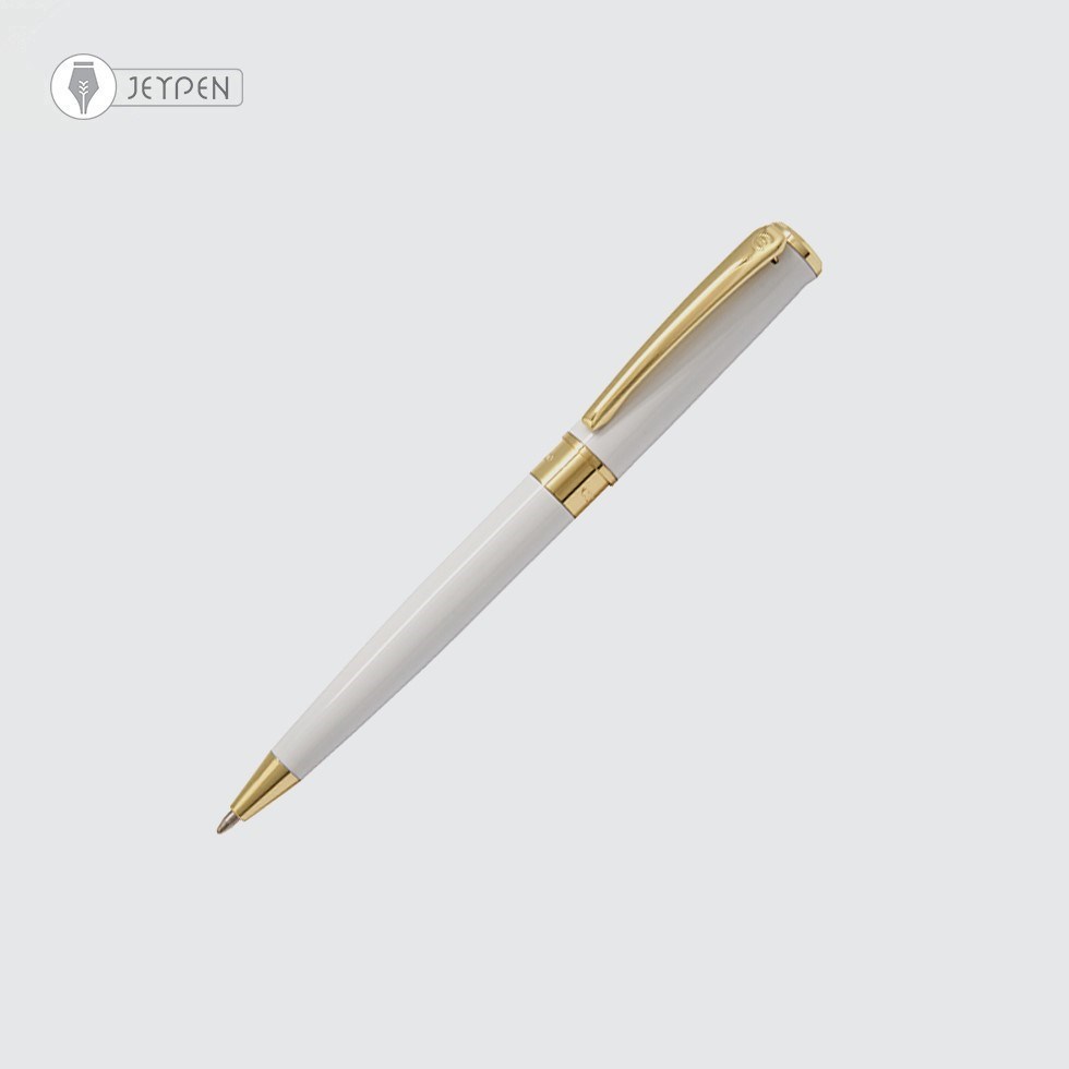 تصویر  خودکار یوروپن مدل کلیپ رنگ سفید گیره طلایی