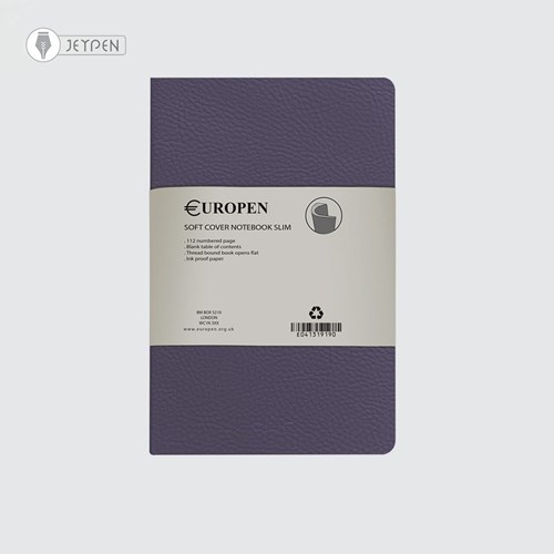 تصویر  دفتر یوروپن سایز مدیوم اسلیم جلد نرم رنگ بنفش پاستلی کد 110