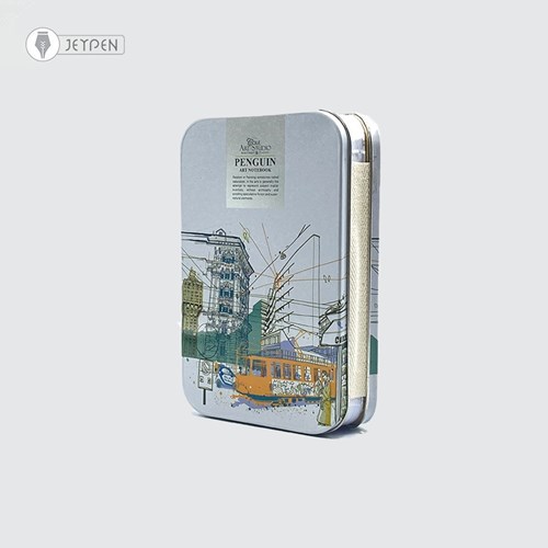 تصویر  دفترچه طراحي جلد فلزي پنگوئن  (كد 978) پالتويي