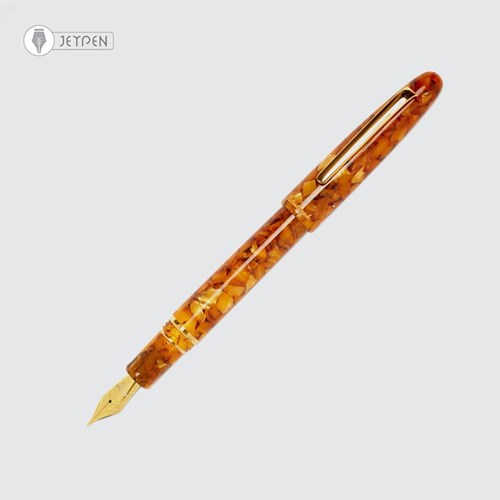تصویر  خودنویس استربروک مدل استی رنگ عسلی گیره طلا مدیوم
