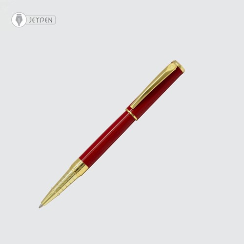 تصویر  روان‌نویس یوروپن مدل کلیپ رنگ قرمز گیره طلا