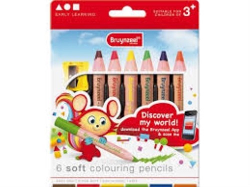 تصویر  مداد شمعي طرح مداد رنگي 6 رنگ برونزيل